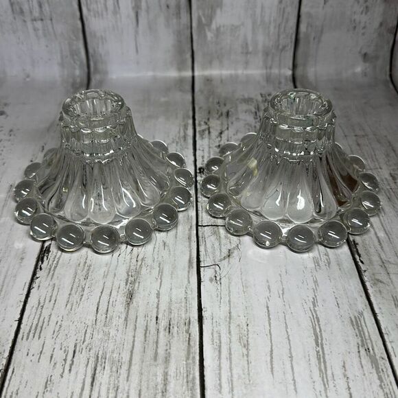 Vintage 1960s Boopie Bubble Glass Candlestick Holder Set - Picture 1 of 8